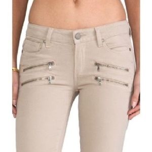 Paige Edgemont Double Zipper Tan Jeans